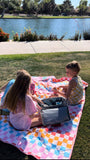 Water Resistant Picnic Blanket in Checkered Rainbow