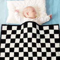 Kids Checkered Throw Blanket 29"x35" - Black