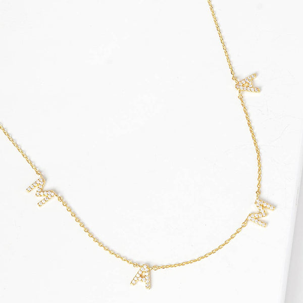 CZ Gold-Dipped MAMA Letters Necklace