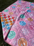 Water Resistant Picnic Blanket in Checkered Rainbow