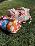 Water Resistant Picnic Blanket in Checkered Rainbow