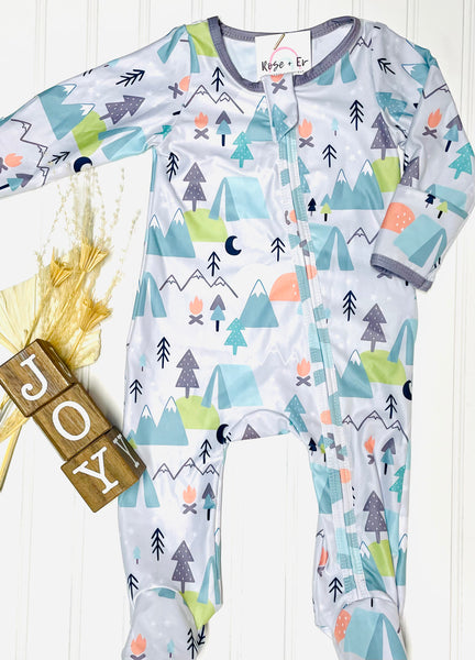 Happy Little Camper Footed Romper